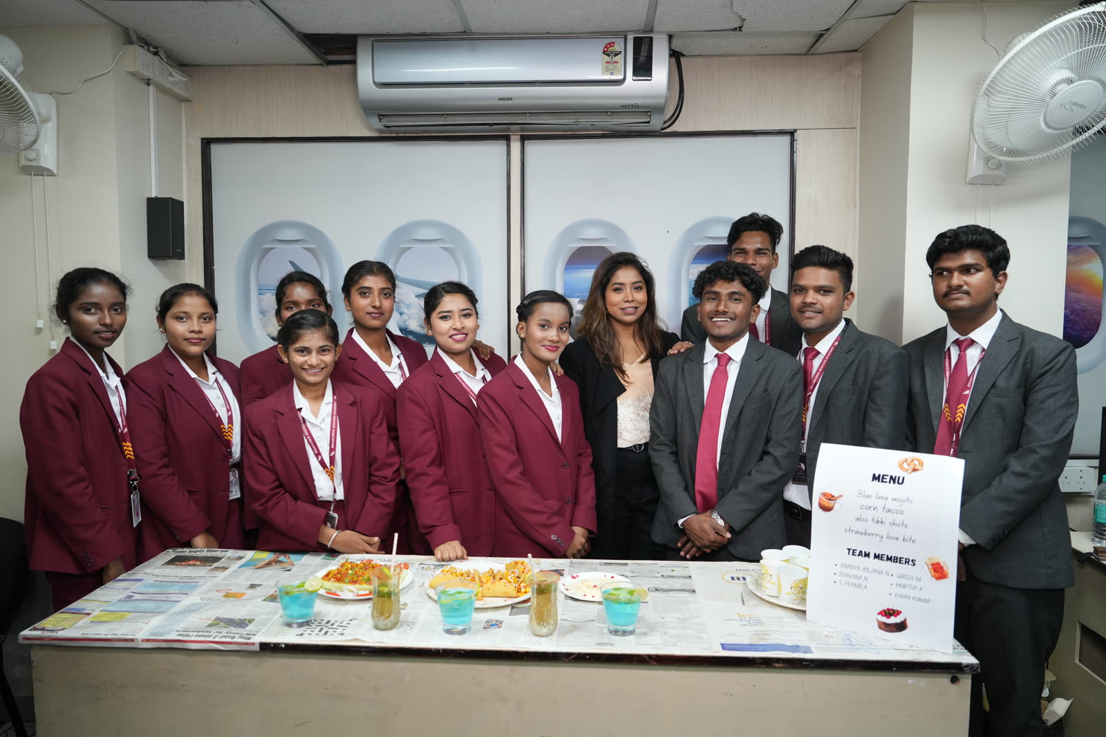 Students presenting their menu at the hospitality service activity