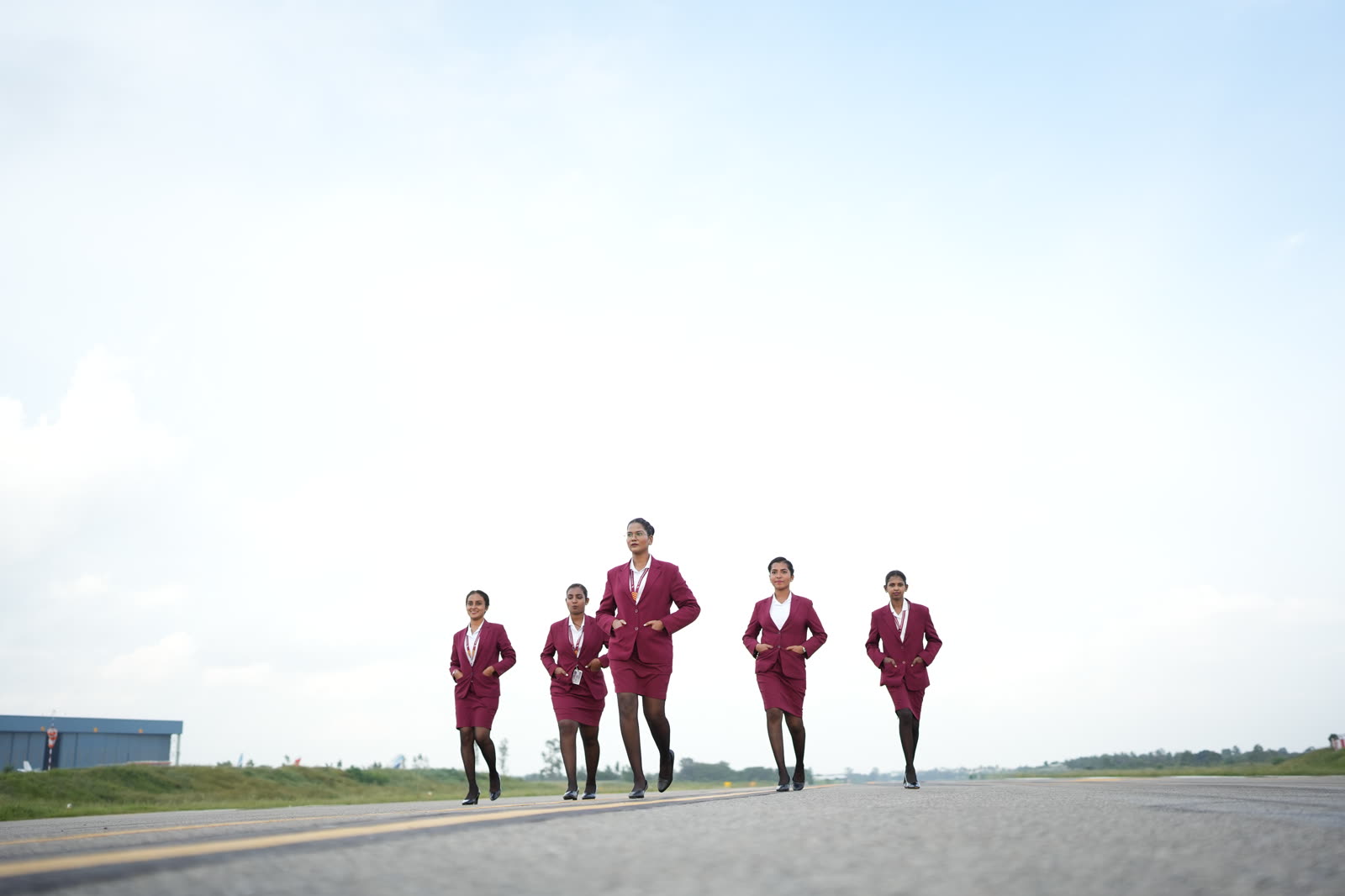 Brandcrew students during a professional shoot on the airfield