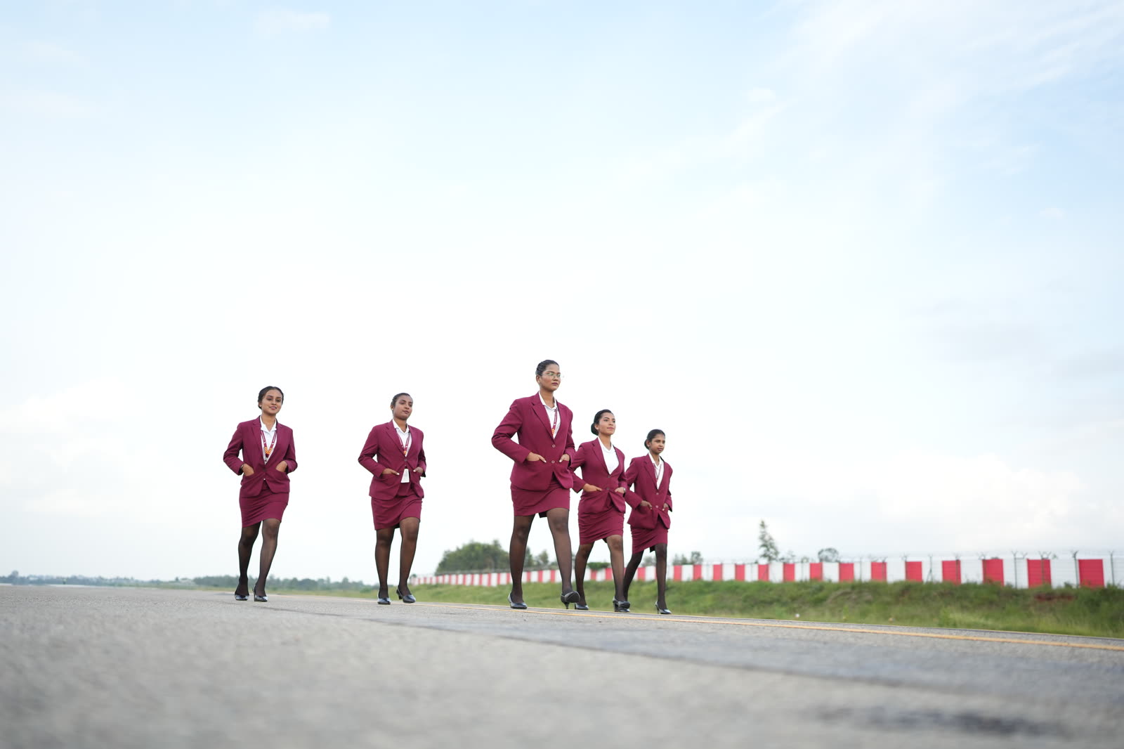 Brandcrew students during a professional shoot on the airfield