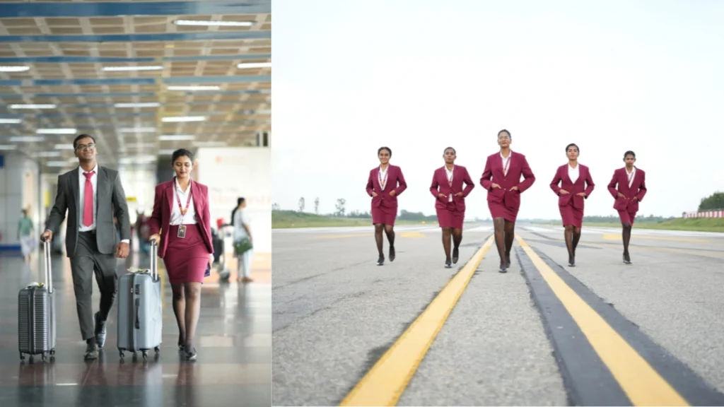 aviation careers in India showing airport jobs cabin crew pilot and ground staff opportunities after 12th
