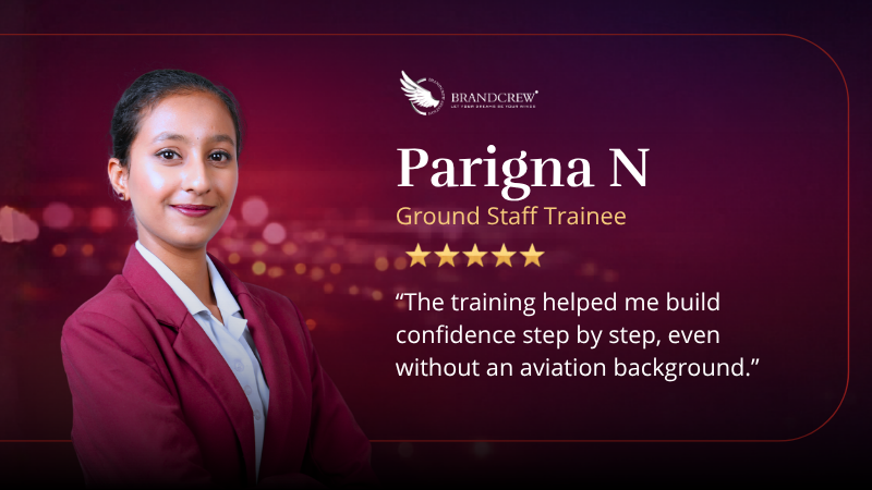 Airport ground staff placement testimonial from Brandcrew Aviation Academy